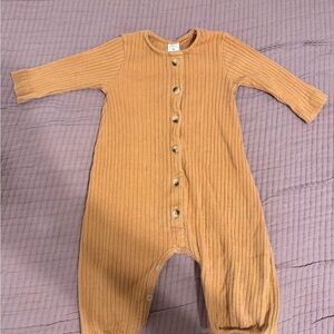 Kate Quinn Warm Brown Ribbed Kids Footie